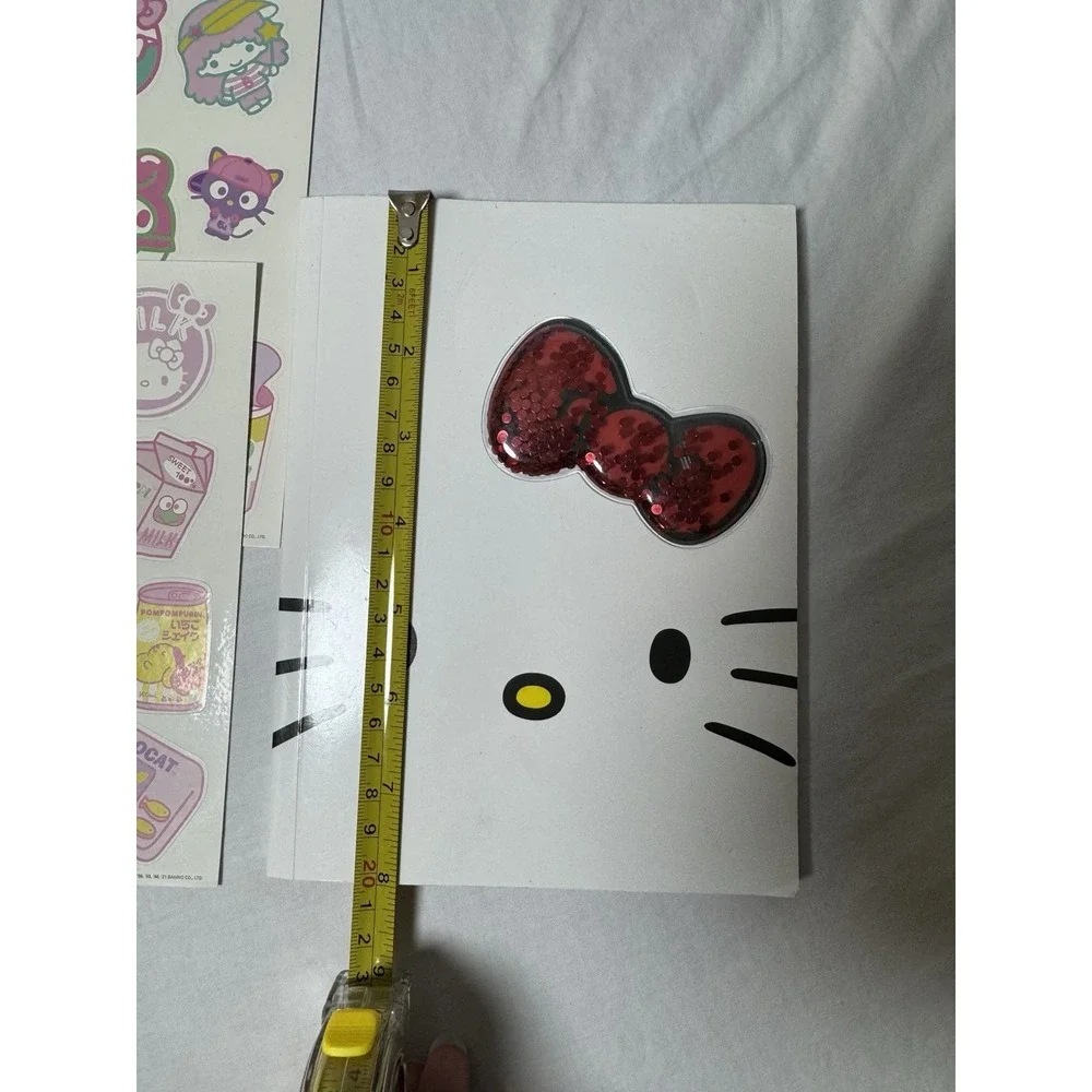 Sanrio Hello Kitty Puffy Glitter Red Bow Journal Notebook w/ Sticker Sheets 2023